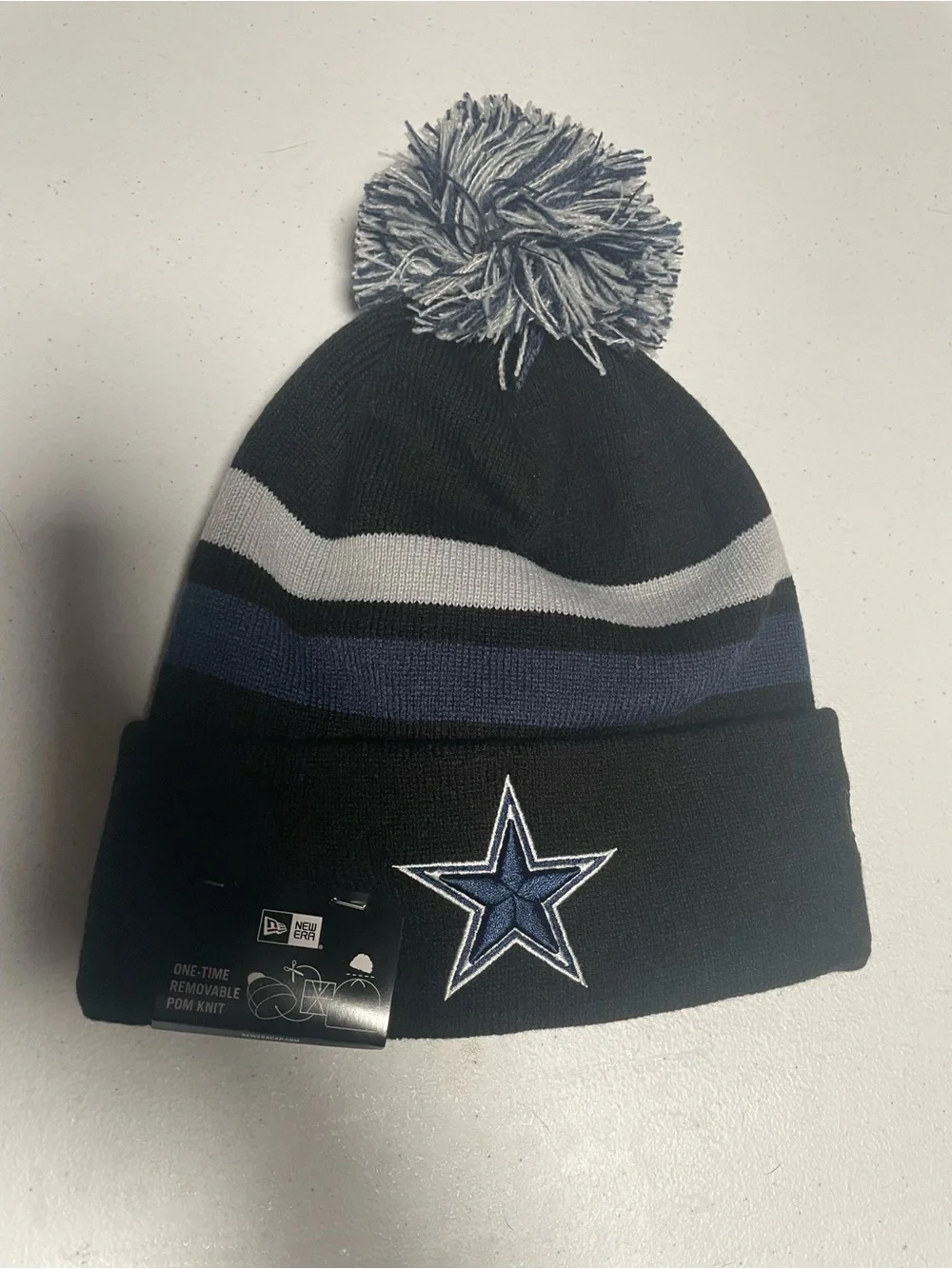 New Era Kids Dallas Cowboys Black Navy Gray Pom Pom Beanie
